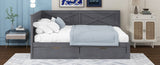 Twin Size Wood Daybed with 2 Drawers and Rustic Guardrail, Ancient Grey N709P179657E