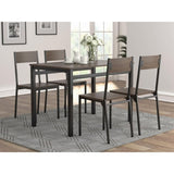 ZNTS Dark Brown and Matte Black 5-Piece Dining Set B062P153838