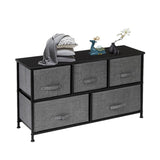 2-Tier Wide Closet Dresser, Nursery Dresser Tower with 5 Easy Pull Fabric Drawers and Metal Frame, 23359523