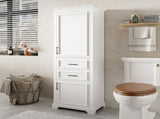 71-inch tall freestanding bathroom vanity with damping-hinge doors and drawers, featuring a modern N729P335588K