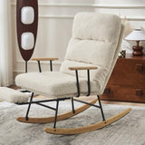 ZNTS Modern Teddy Gliding Rocking Chair with High Back, Retractable Footrest, and Adjustable Back Angle W2012137612