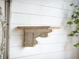 13.8x9.1x11.4" Distressed Brown and White Wooden Wall Shelf with Corbel Design W2078P223131