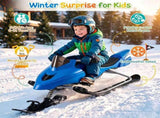 2-in-1 Kids Snow Racer Sled with Tow Rope, 30&deg Steering & Dual Foot Brakes Downhill Ski Sled, 92078190