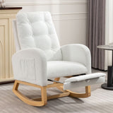 ZNTS Accent Rocking Chair with Footrest High Back Rubber Wood Rocking Legs Bedroom Living Space 26.77D X W2231P143508