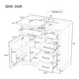 36" Bathroom Vanity with Sink, Ceramic Sink, 2 Tip-out Drawers, Soft Close Door Hinges, Grey N759P223021E