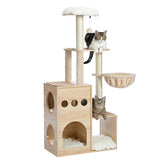 ZNTS Modern Luxury Cat Tree Wooden Multi-Level Cat Tower Cat Sky Castle With 2 Cozy Condos, Cozy Perch, 30428958