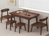Foldable Extendable Dining Table, Solid Rubber Wood Kitchen Table with Drop Leaf, Mid-Century W3101P577357