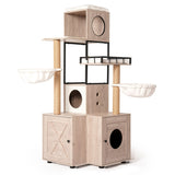 63" Multi-Functional Cat Tree with Litter Box - Includes Removable Washable Cushion, Scratching W1687P304383