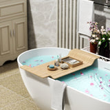 69" Freestanding Solid Surface Bathtub, Luxury Handcrafted Stone Resin Freestanding Soaking Bathtub W1573P178583