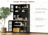 Freestanding Cabinet,Kitchen Pantry Storage Cabinet,Large Countertop, Glass Doors and Adjustable T3971P416309