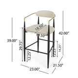 Barstools Set of 2, Counter Height Upholstered Bar Stools with Backs and Iron Legs for Kitchen N779P248198B
