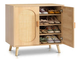Modern Rattan Shoe Storage Cabinet with Double Doors and Adjustable Shelves, Accent Cabinet for 48636771
