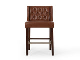 30.5 Inch Seat Height Bar Stool, Light Brown PU Upholstery with Back & Metal Footrest, Counter Stool N780P366612G