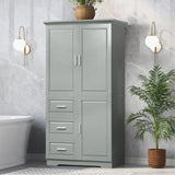 ZNTS Tall and Wide Storage Cabinet with Doors for Bathroom/Office, Three Drawers, Grey WF299285AAG