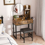 Makeup Vanity with LED Lights&3 Color and Power Outlet Makeup Vanity Table with 2 big Drawers with W509P297015
