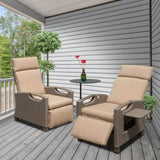 Outdoor Recliner Chair, Patio Recliner with Hand-Woven Wicker, Flip Table Push Back, Adjustable W1859P196426