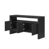 U_Style 60" 4-Door Sideboard, Modern Minimalist Solid Veneer Sideboard with Open Shelf, Natural N711P289132B