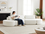 106.3-inch V-shaped modular sofa set in chenille fabric, featuring three throw pillows and two W3505P383961
