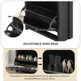 ON-TREND Functional Entryway Organizer with 2 Flip Drawers, Wood Grain Pattern Top Shoe Cabinet with WF308547AAB