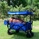 Collapsible Wagon Heavy Duty Folding Wagon Cart with Removable Canopy, 4" Wide Large All Terrain 06850292