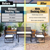 30 PCS Interlocking Deck Tiles Checker Pattern, 12" x 12" Square Yellow Acacia Hardwood Outdoor W2391P288867