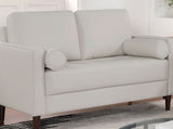 Contemporary Style Off-White 1pc Loveseat Leatherette Upholstered Bench Style Seating Bolster B011P203540