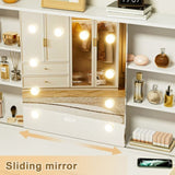 ZNTS Vanity Desk with Lighted Mirror,Large Vanity Table with Storage Shelf and Drawers, Bedroom Dressing T3210P289398