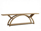 71 Inch Half Moon Console Table with 2 Tier Storage Shelves, Entryway Table 42414742