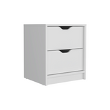 Basilea 2 Drawers Nightstand , End Table, Side Table Pull Out System -White B07092137