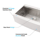 33x22x10"Farmhouse Apron Single Bowl Stainless Steel Kitchen Sink with Workstation W2898P228904