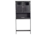 Black MDF with Paint Finish, 60*22*170cm, Double Door Toilet Cabinet 97342112