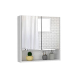 Medicine Cabinet, One Open Shelf, Three Interior Shelves, White B097133186