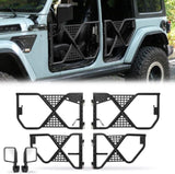 Tube Doors Tubular Half Doors with Side View Mirror Compatible with 2018-2024 Jeep Wrangler JL JLU & W2801P233183
