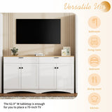 ON-TREND Farmhouse TV Stand with 2 Drawers for TVs Up to 70", Versatile Wood Grain Sideboard with N721P245732K