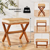 Ottoman Footstool Natural Seagrass Footrest Pouf Ottomans with X Wooden Legs Rectangular Hand 05317591