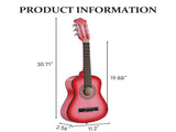 Pink 30-inch acoustic guitar with pick, strings, capo, gig bag, tuner and shoulder strap 01430342