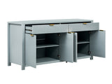 Modern Wave-Pattern Sideboard Cabinet with 2 Drawers and 4 Doors, 3-Level Adjustable Shelves, N711P269068C