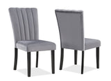 2pc Casual Upholstered Velvet Upholstery Chair Channel Tufted Back Wooden Dining Room Furniture Gray B011P261181