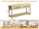 39.4" Rattan Console Table with 2 Drawers Entryway Table Wood Narrow Long Table Boho Console Table 66014133
