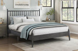 Mid-Century Modern Design Queen Platform Bed 1pc Gray Finish Wooden Bedroom Furniture Vertical Slats B011P211338