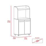 Kira Kitchen Kart, Double Door Cabinet, One Open Shelf, Two Interior Shelves -White B20091922