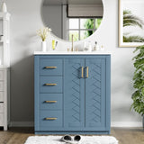 ZNTS 30'' Bathroom with Ceramic Sink Combo,Solid Wood Frame Bathroom Storage Cabinet, Freestanding N710P191970M