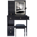 Small Size Left Drawer Desktop Vanity Table Cushioned Stool, 2 AC2 USB Power Station, Hair dryer W936P202460
