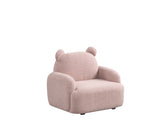 Raelynn 25.5"W Pink Sherpa Bear-Shaped Kids Armchair B061P236754