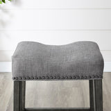 CoCo Upholstered Backless Saddle Seat Counter Stools 24" height Set of 2, Gray T2574P164809