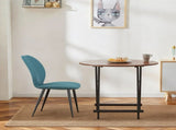 Green Leather Dining Chair with Metal Legs, Shell Shape Upholstered Chair Set of 6 for Kitchen, T3967P409151