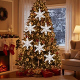 6PCS Set Iron Snowflake Christmas Ornaments Decor 6.3x1.8x6.7" Christmas Tree Hanging Set for Party 82764710