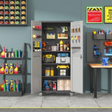 71" Metal Garage Storage Cabinet with Wheels - Heavy-Duty Tool Storage Cabinet for Home, Office, T2398P222838