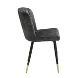 Modern Design Home Furniture Chairs Set of 2, Charcoal-hued Velvet Upholstery Channel Tufting Black B011P199726