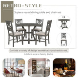 5-Piece Round Dining Table and Set with Special-shaped Legs and an Exquisitely Designed Hollow 25692411